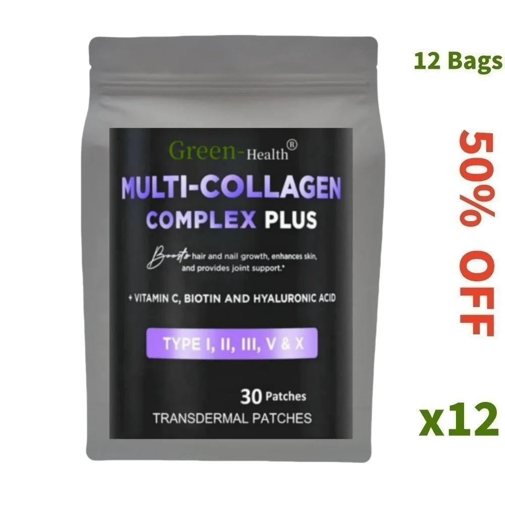 A5YE  Multi Collagen plus Transdermal Patches with Biotin Vitamin C for Hair Growth Support & Skin Health for Men & Women