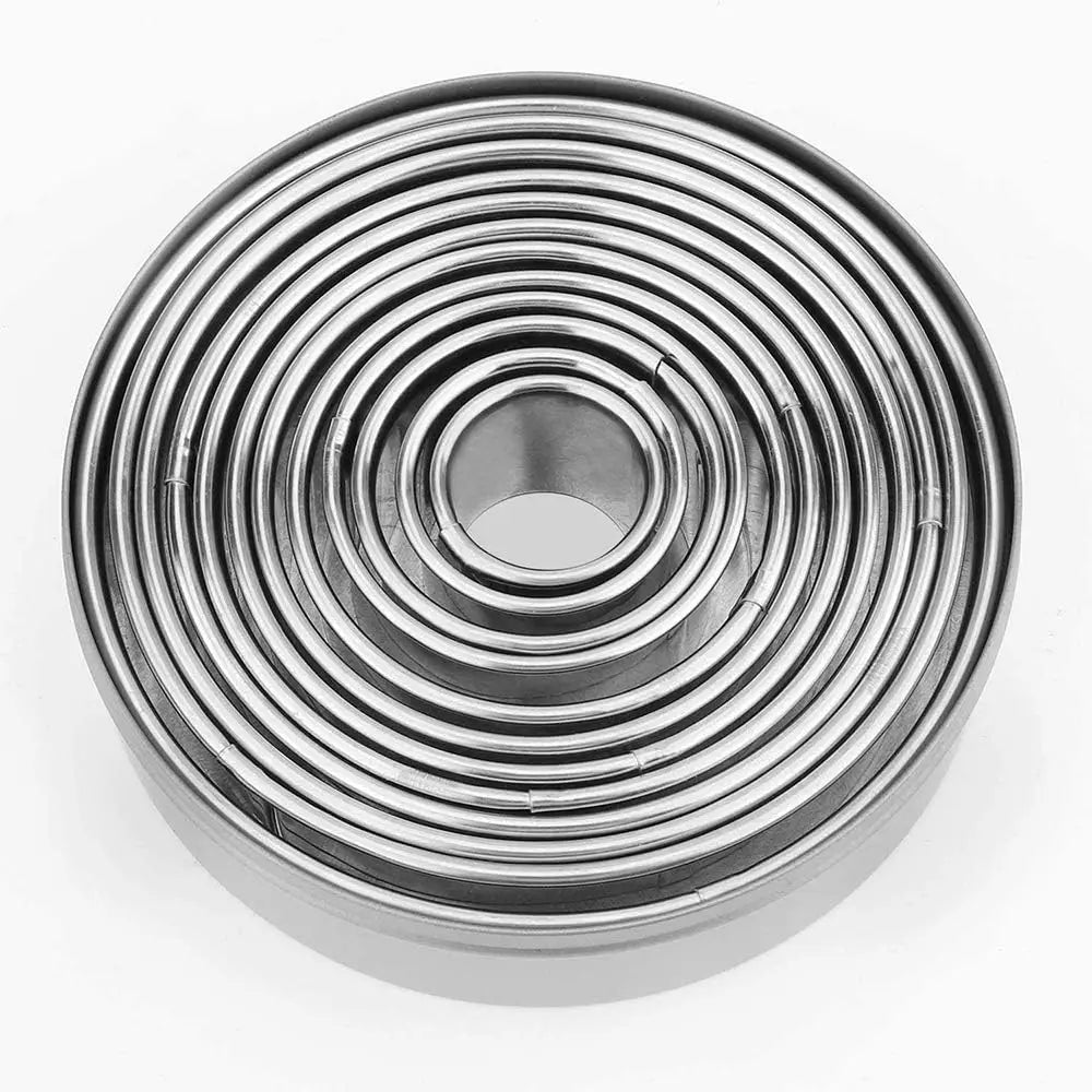 11/12PCS Cookie Cutter Set, Stainless Steel Rolled Edge, Round Baking Molds, For Fondant Pastry Donut Mousse, Home Kitchen Tools
