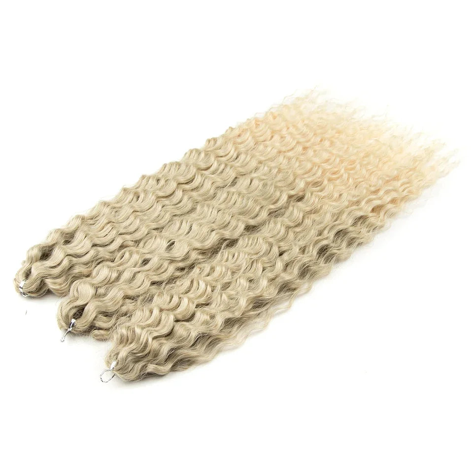 LOVE ME 22 Inch 300g/3pcs Ariel Curl Hair Water Wave Twist Crochet Hair Synthetic Ombre Rainbow Color Braiding Hair Extensions