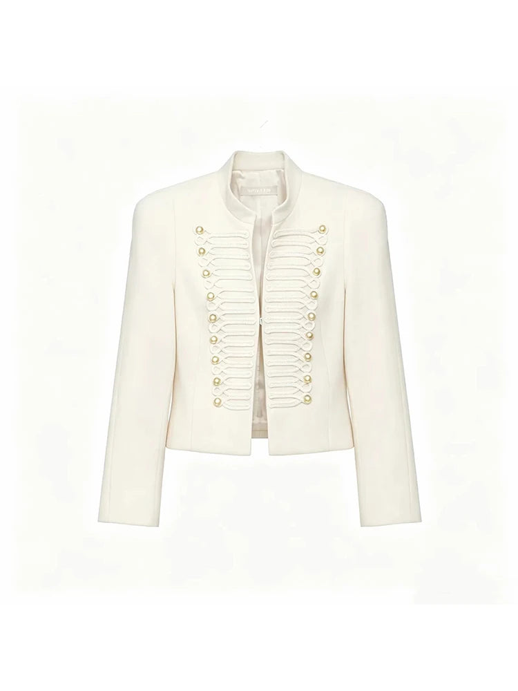 Women Vintage Slim Jacket Spring Women Trends Elegant Napoleon Jackets Ladies High Street Chic Shoulder Padded Blazer