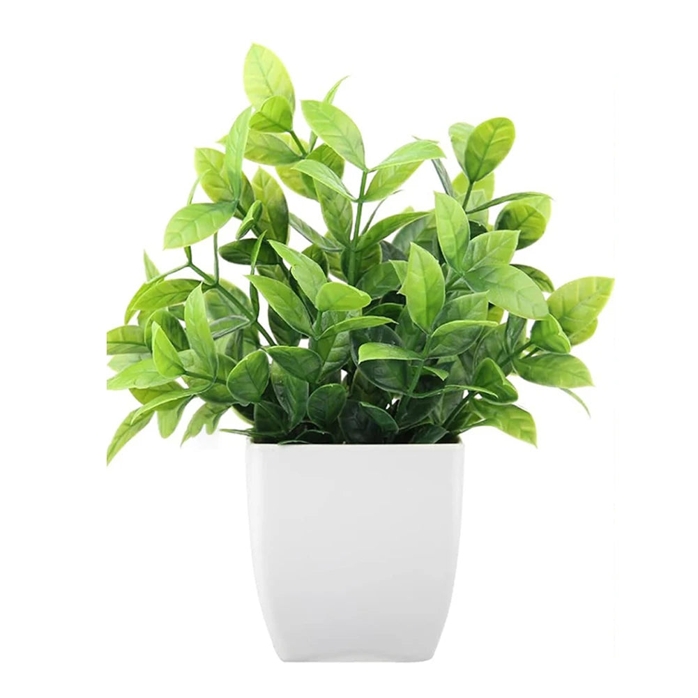 Plastic Artificial Bonsai Green Fake Plant Simulation Small Potted Lavender Eucalyptus Green Plant Home Office Table Decoration