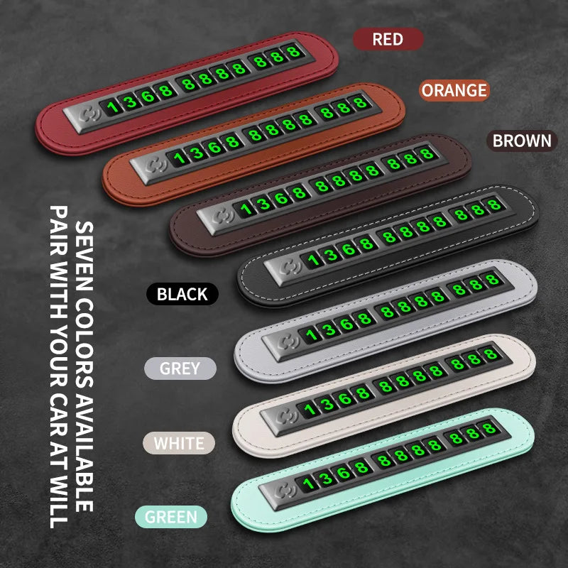 PU leather Car Phone Number Card Temporary Parking Card Plate Telephone Number Car Park Stop Automobile Accessories Car-styling