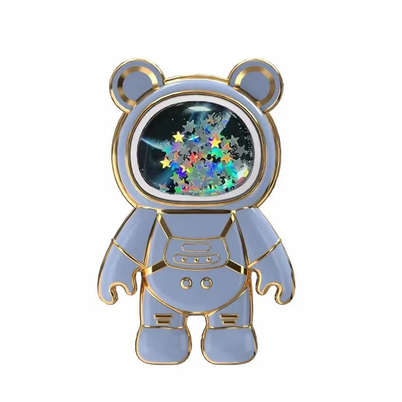 Quicksand Space Bear Phone Stand Holder For Samsung XIAOMI HUAWEI iPhone OPPO Case Cartoon Mobile Phone Sticker Holder Bracket
