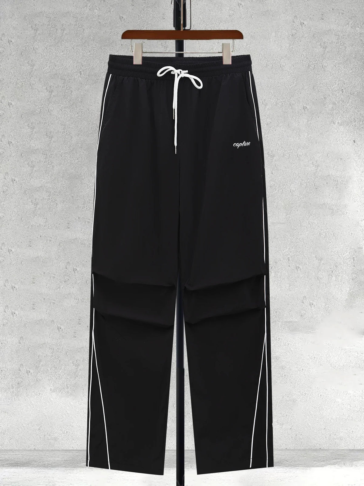 American Side Stripe Letter Embroidered Wide Leg Casual Pants Men's Summer Loose Draped Sports Trousers