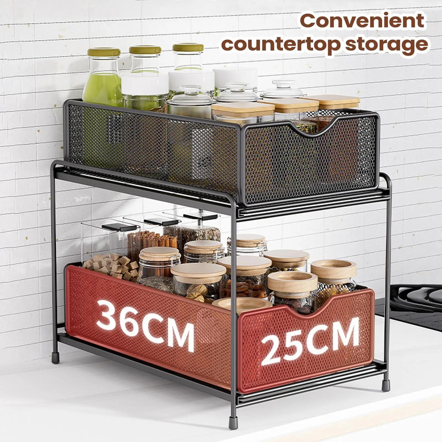 Under Sink Organizer and Storage Kitchen Organization Rack with Sliding Cabinet Drawers Multi-Purpose Storage Shelf Holder