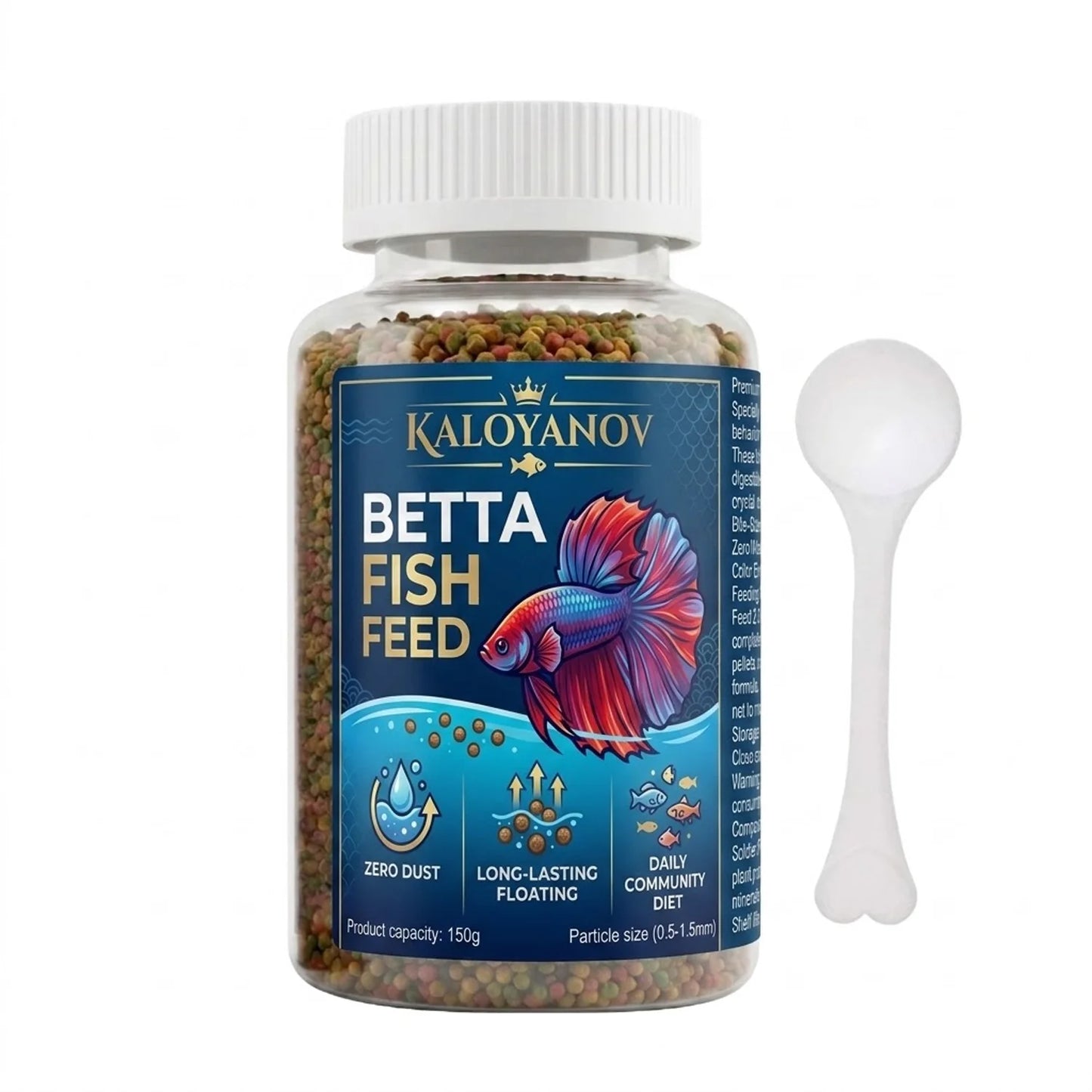 450g Premium Betta Fish Food Floating Micro Granules Nutrient-Rich Daily Diet with Scoop Zero Dust for All Small Tropical Fish