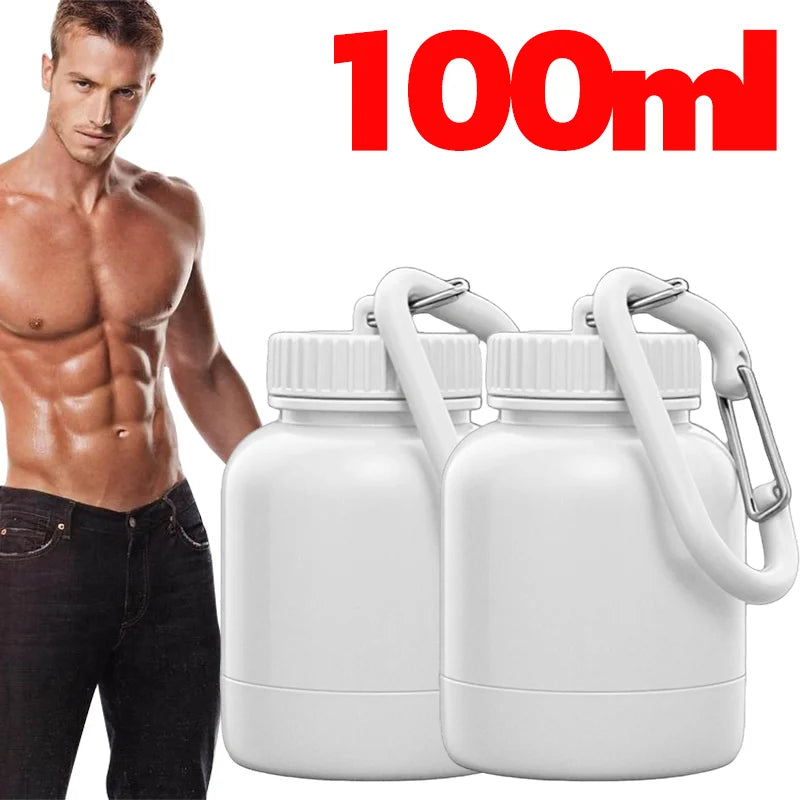 Protein Powder Container Portable Small Pill Box Fitness Supplement Storage 5x5x8cm Food Grade PP Leakproof Bottles Travel