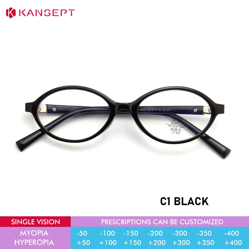KANSEPT Women's Eyeglass Frame Optical Lenses Grade Glasses Prescription for Eyepieces in Trend Anti-Glare Lenses and Blue Light