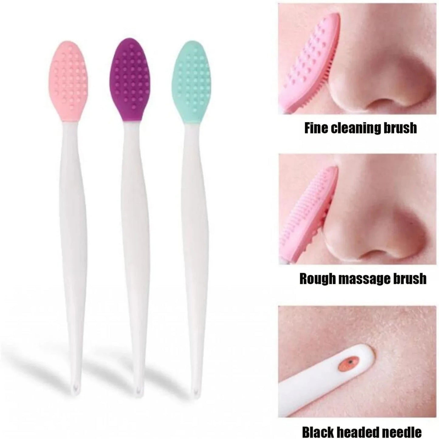 1/5/10Pcs Silicone Nose Cleansing Brush Exfoliating Massage Tools Facial Blackhead Removal Brushes Face Pore Deep Cleaning Wands