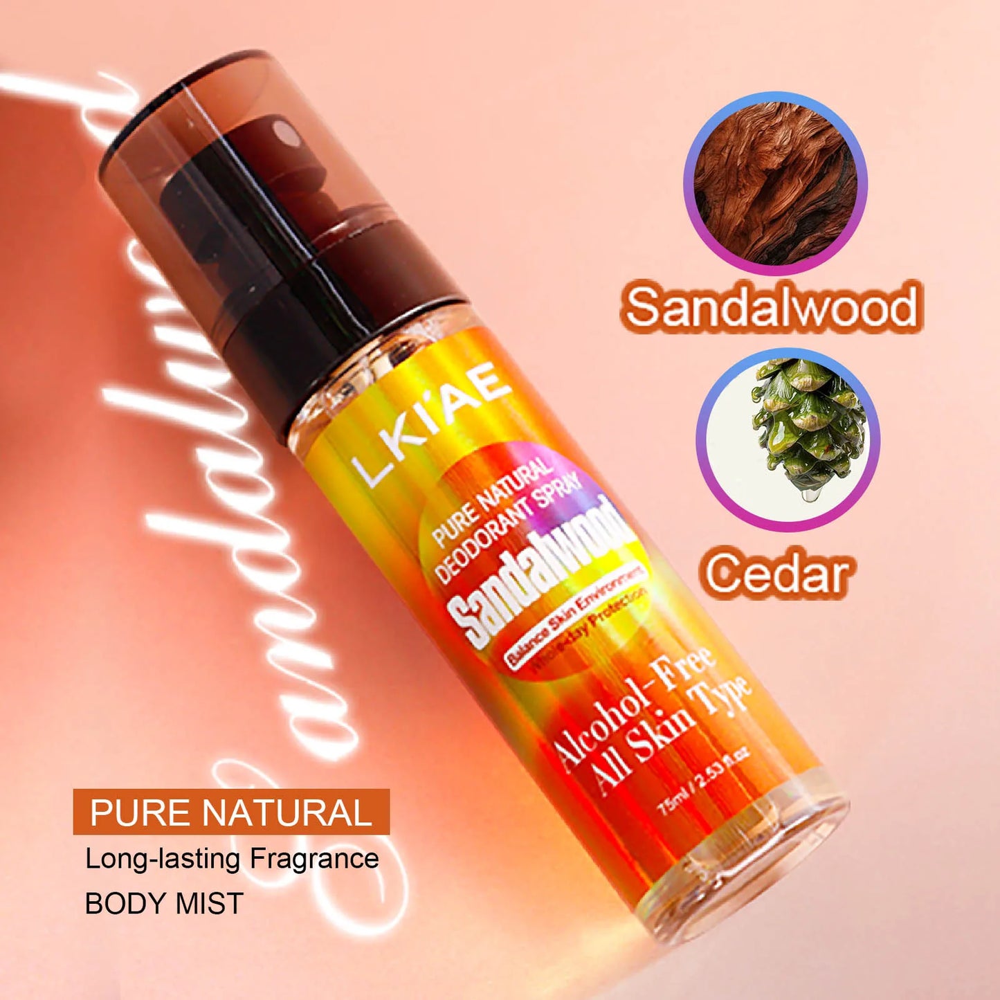 LKIAE Natural Deodorant Body Spray, 12H Antiperspirant And Odor Control, Formulated Without Alcohol, For Women & Men