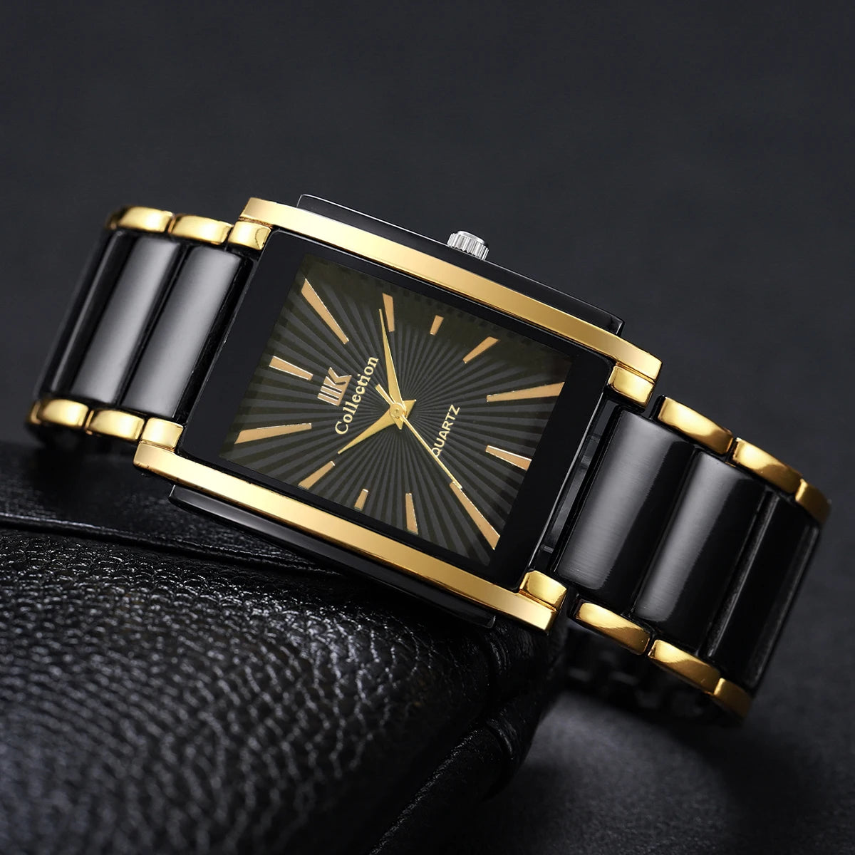 4PCS Luxury Men Business Watches Jewelry Set Fashion Rectangle Dial Male Quartz Watch Reloj Hombre(Without Box)