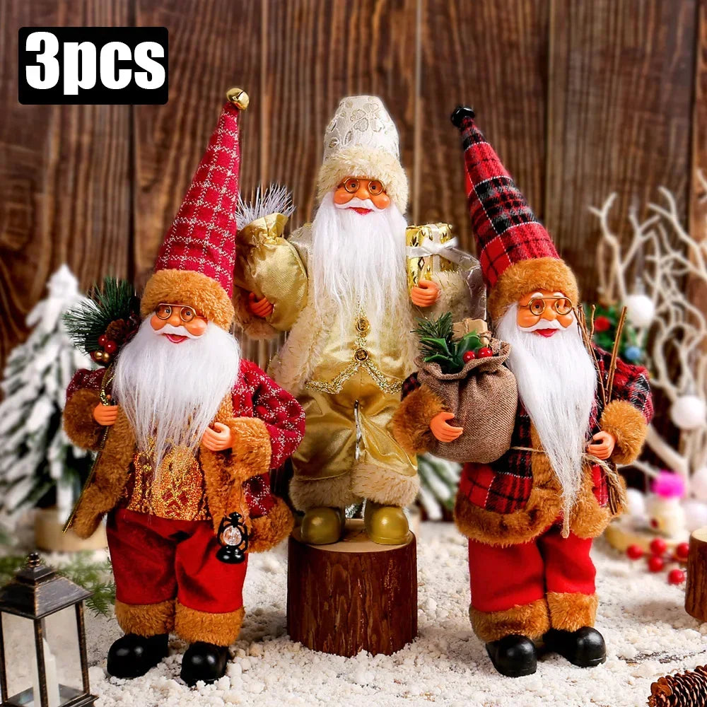 1~4PCS 2026 Christmas Decoration for Home Santa Claus Plush Doll 30cm Navidad Party Decor Xmas Ornaments New Year Gift