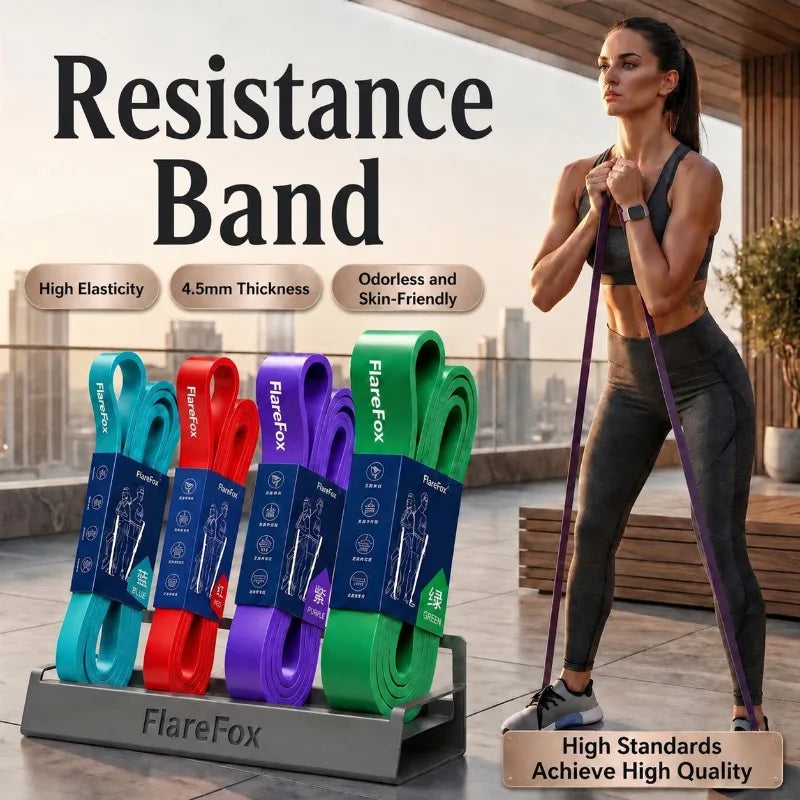 FlareFox Multiple Resistance Bands Set Pull-up Assist Straps Strength Agility Training Handy Gym Equipment for Home CrossFit