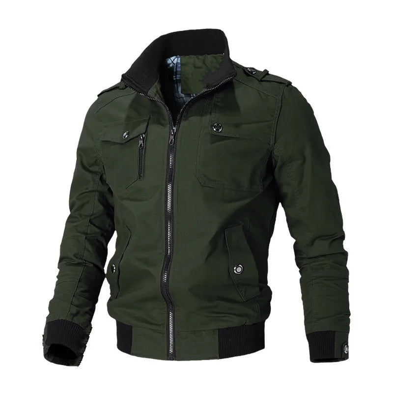 New Men's Casual Jacket Fashion Windbreaker Jacket Coat Autumn Street Fashion Solid Cotton Jacket High Street Motorcycle Jackets