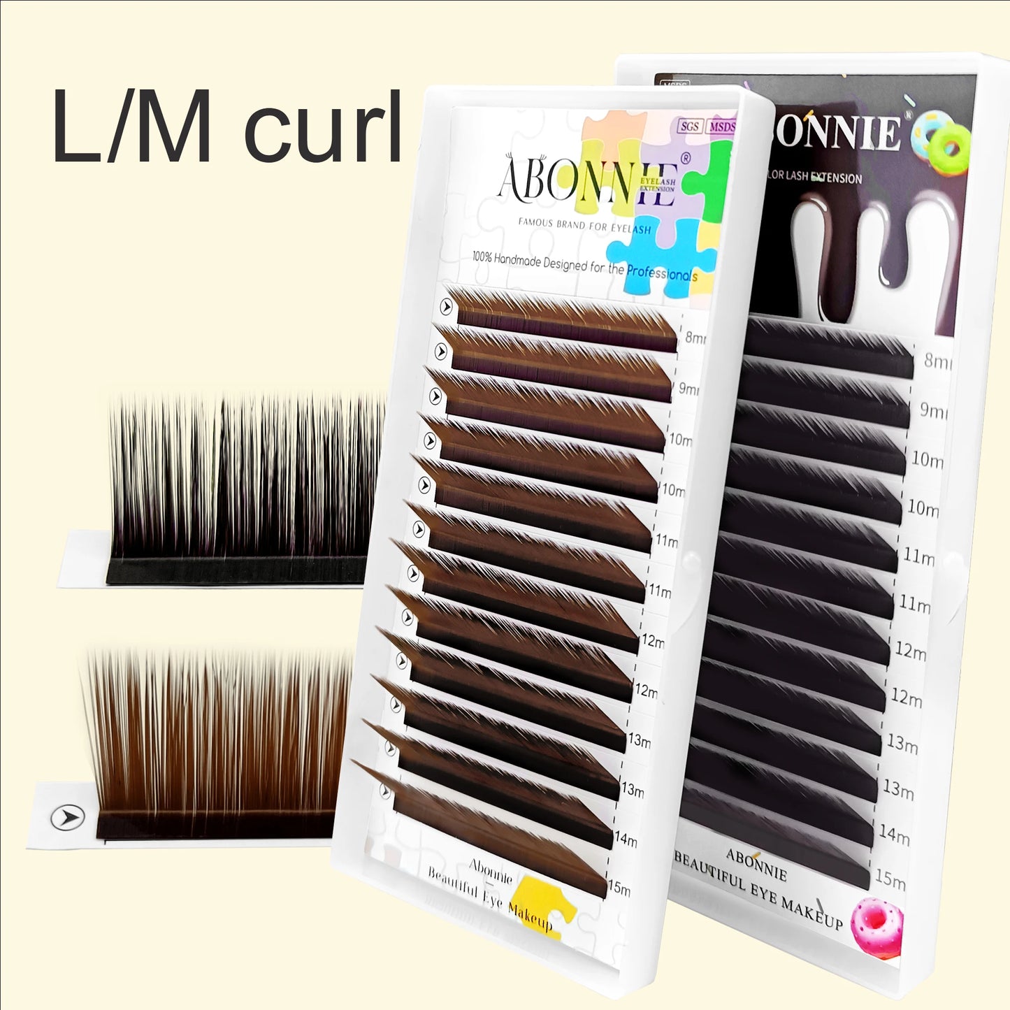 Abonnie M curl Brown Classic Lashes Extensions Chocolate Colored Eyelashes Fluffy Lashes