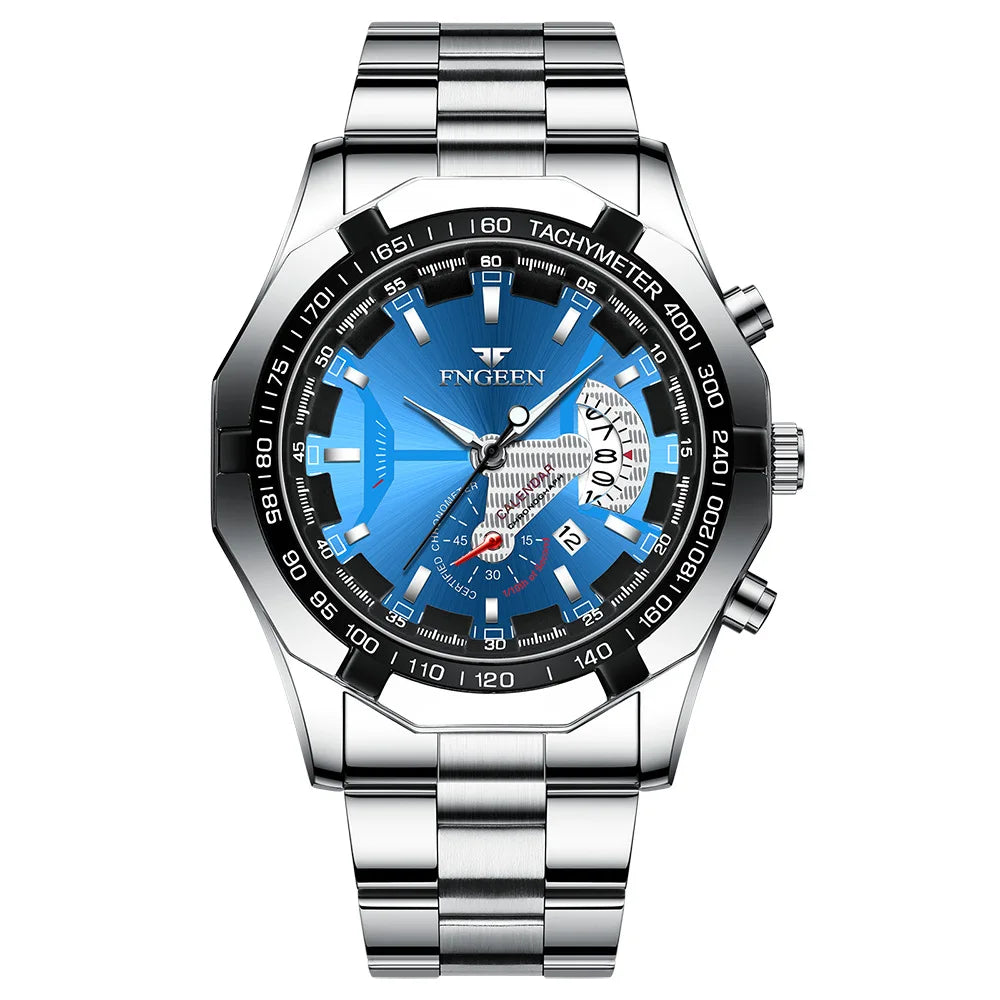 BINBOND Luxury Quartz Wristwatches For Men Luminous Waterproof Auto Date Men's Watch Stainless Steel Reloj Free Ship