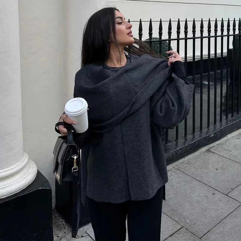 MUJER Plush Winter Coats for Women Asymmetric Scarf Demi-season Jacket for Women Parkas Long Sleeve Padded Coat Woman Jacket