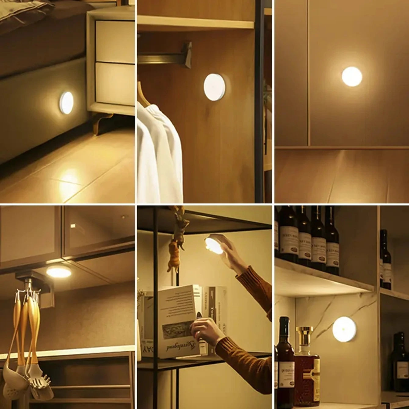 White/Warm Light Magnetic Night Light with Motion Sensor, 3-6M Detection, Rechargeable Dimmable LED Lamp for Bedroom Closet