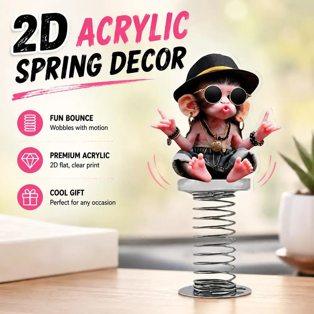 Creative Car 2D Acrylic Horse Monkey Pendant Funny Decor Pendant Bobblehead Cartoon Dashboard Decor Car Interior Accessories