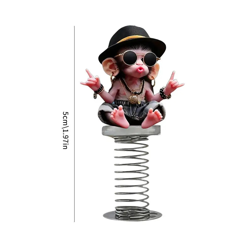 Creative Car 2D Acrylic Horse Monkey Pendant Funny Decor Pendant Bobblehead Cartoon Dashboard Decor Car Interior Accessories