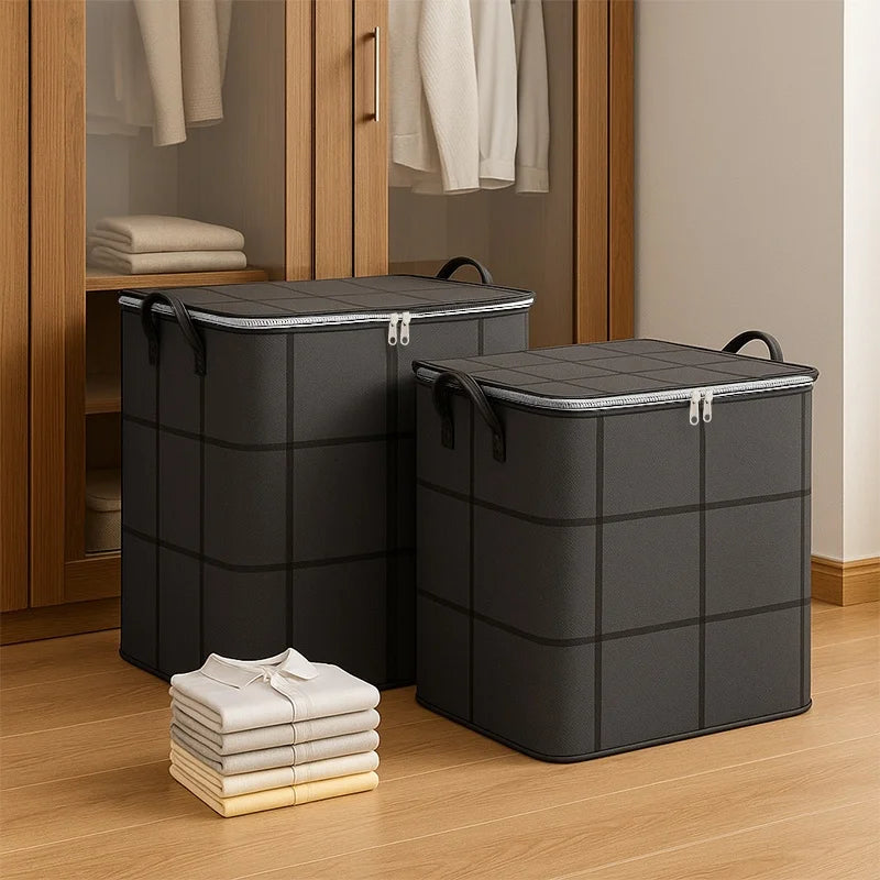 Foldable Clothes Storage Bag Large Capacity Organizer With Handle And Double Zipper For Bedding Moving Travel Under Bed Storage