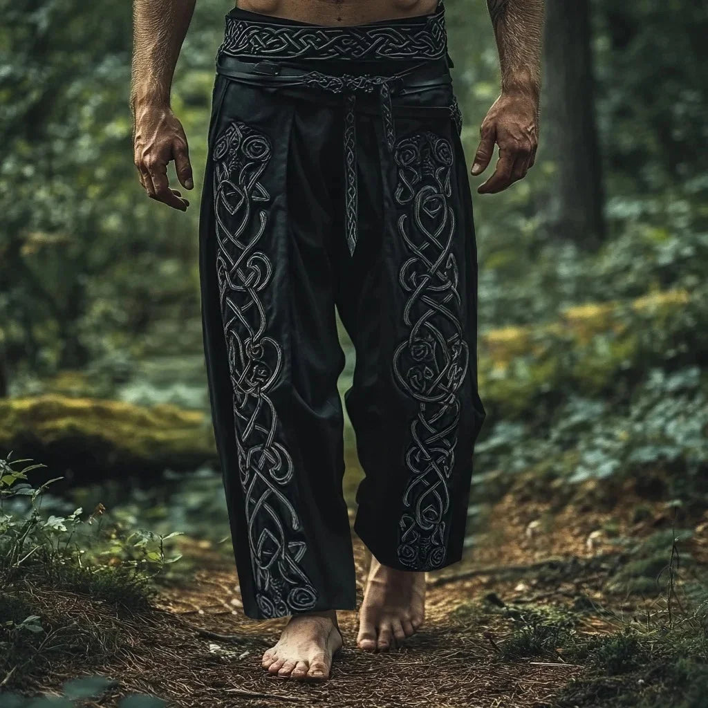 Men's Viking Retro Nordic Tree of Life and Raven 3D Printed Casual Straight-Leg Summer Beach Pants. S-5XL