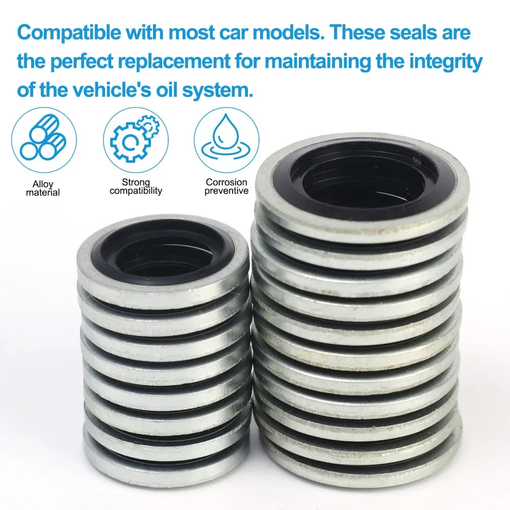 M12/M14 Replaceable Bolts Gasket Drain Plug Fitting Universal Self-Centering Galvanized Drain Gasket Metal Seal Auto Accessories