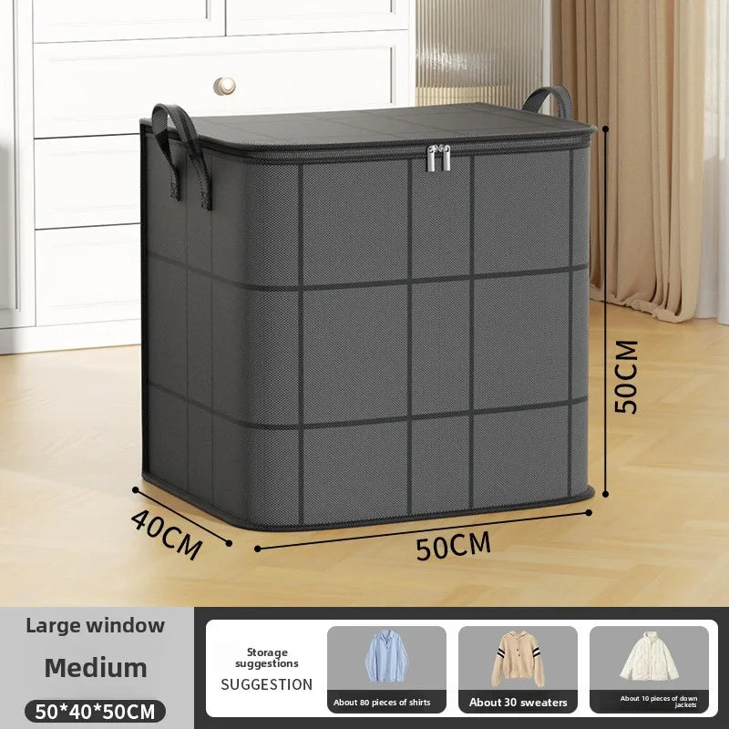 Foldable Clothes Storage Bag Large Capacity Organizer With Handle And Double Zipper For Bedding Moving Travel Under Bed Storage