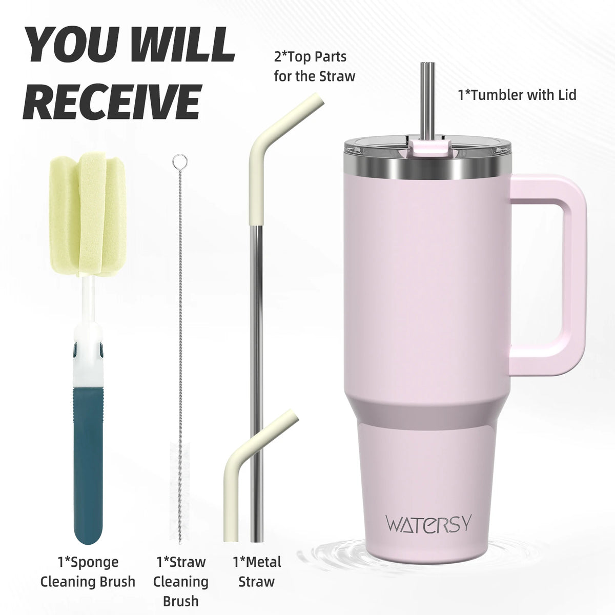 WATERSY 20oz/591ml Tumbler with Handle, Leak-proof Insulated Cup, Stainless Steel Vacuum Thermal for Coffee, Car, Travel