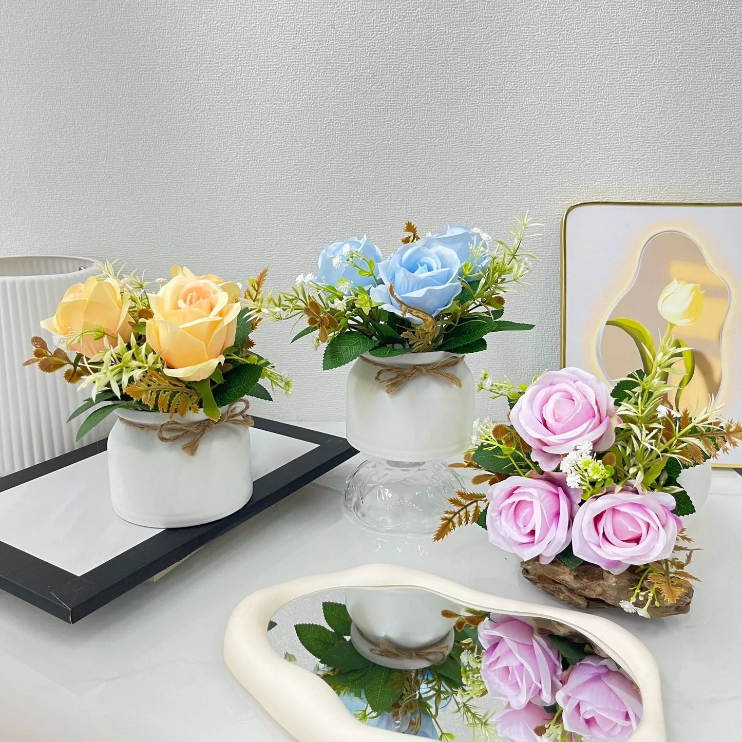 3 Simulated Roses, Potted Plants, Wedding Photos, Photography, Decoration, Fake Flowers, Outdoor Courtyard, Balcony