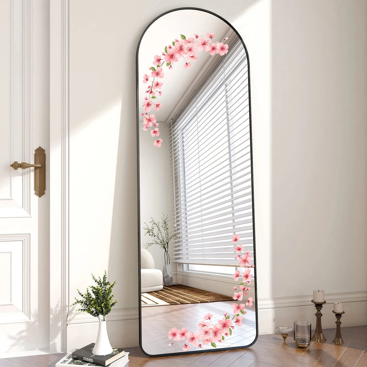 1PC Creative floral window stickers with cute peach blossom patterns, suitable for decorating living rooms, bedrooms, home furni