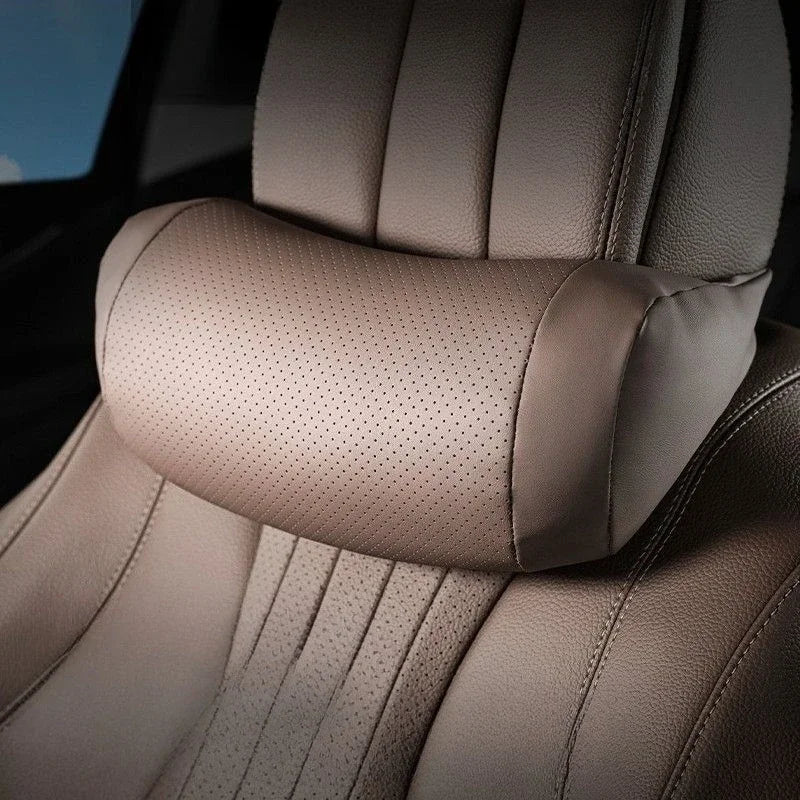 Suitable for Mercedes-Benz BMW Audi Tesla Car Leather Headrest Universal Car Interior Supplies Maybach Seat Protect Neck Pillow