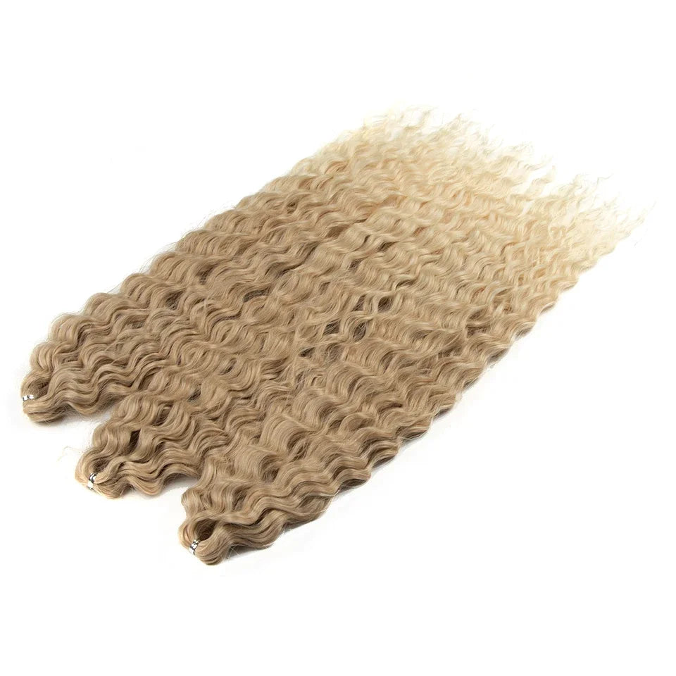LOVE ME 22 Inch 300g/3pcs Ariel Curl Hair Water Wave Twist Crochet Hair Synthetic Ombre Rainbow Color Braiding Hair Extensions
