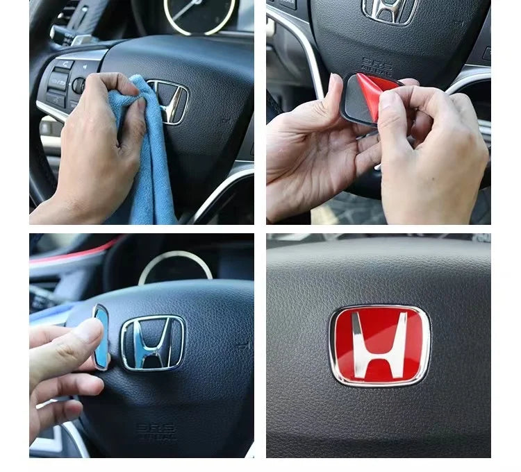 For Honda Civic Accord City H-Sticker Interior Modification CRV Jade Fit Acrylic Car Steering Wheel Emblem Odyssey Hybrid