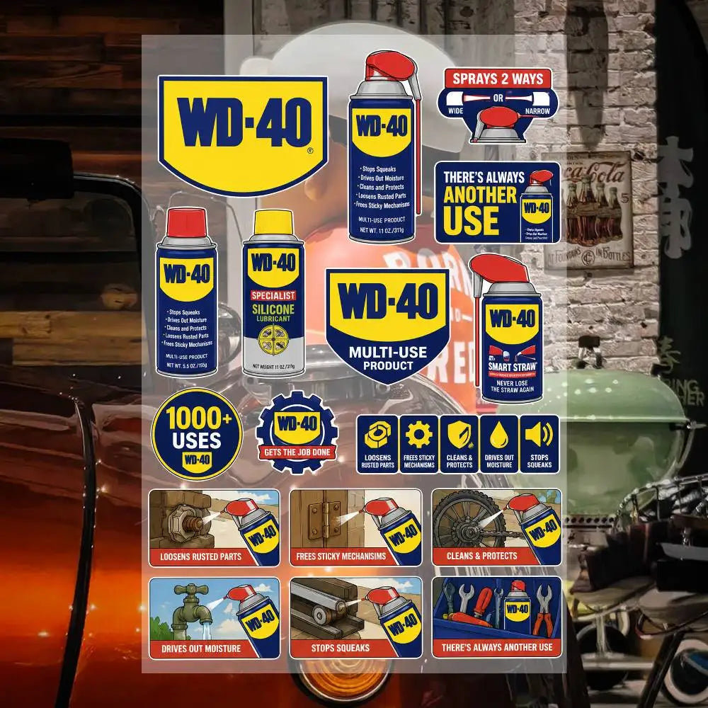 W-D-40 Waterproof Vinyl Stickers for Car Motorcycle Bike Skateboard Laptop Bottle Phone