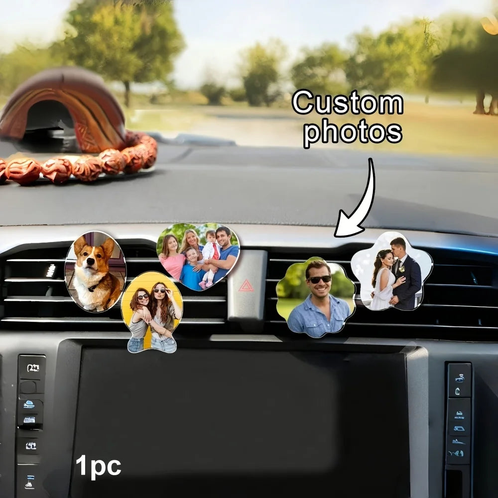 Custom 2D Flat Photo Car Air Vent Clip, Personalized Image Car Vent Ornament, Custom Photo Car Interior Accessory, Custom Gift