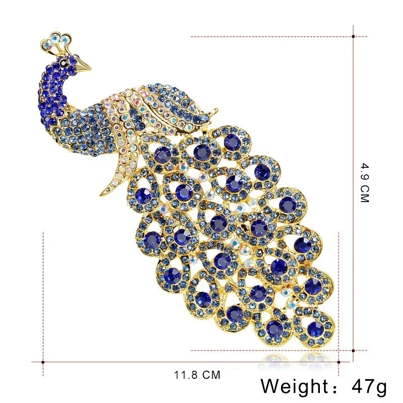 Luxury Peacock Feather Brooch, Sparkling Rhinestone Jewelry, Elegant Women's Daily & Formal Accessory Gift