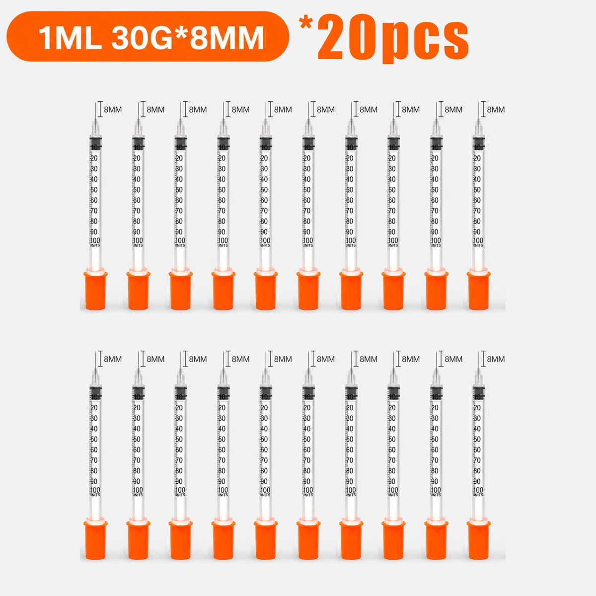 20pcs/100pcs 1ml 0.5ml 30G 31G Pet Animal Dog Cat Disposable Syringe Plastic Veterinary Syringe With Needles Medical Supplies