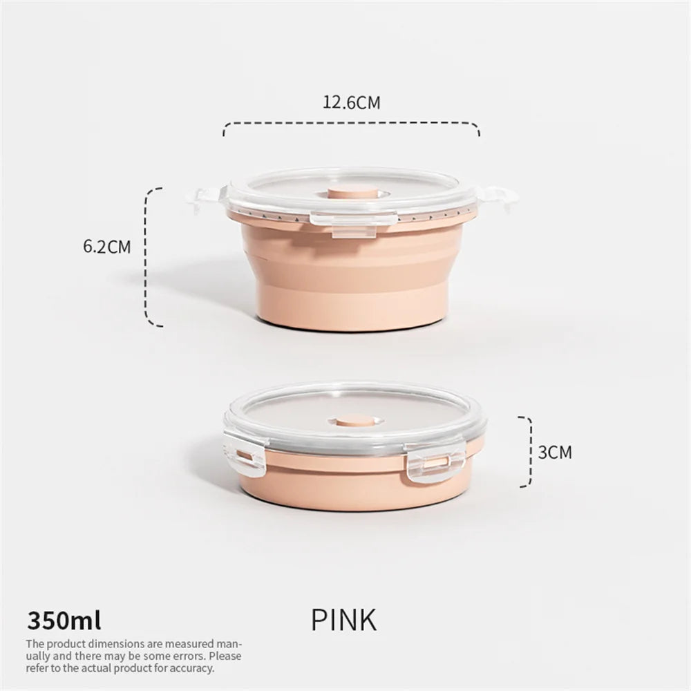 Collapsible Food Storage Container with Lid Portable Silicone Food Container Microwave Freezer Safe Lunch Box