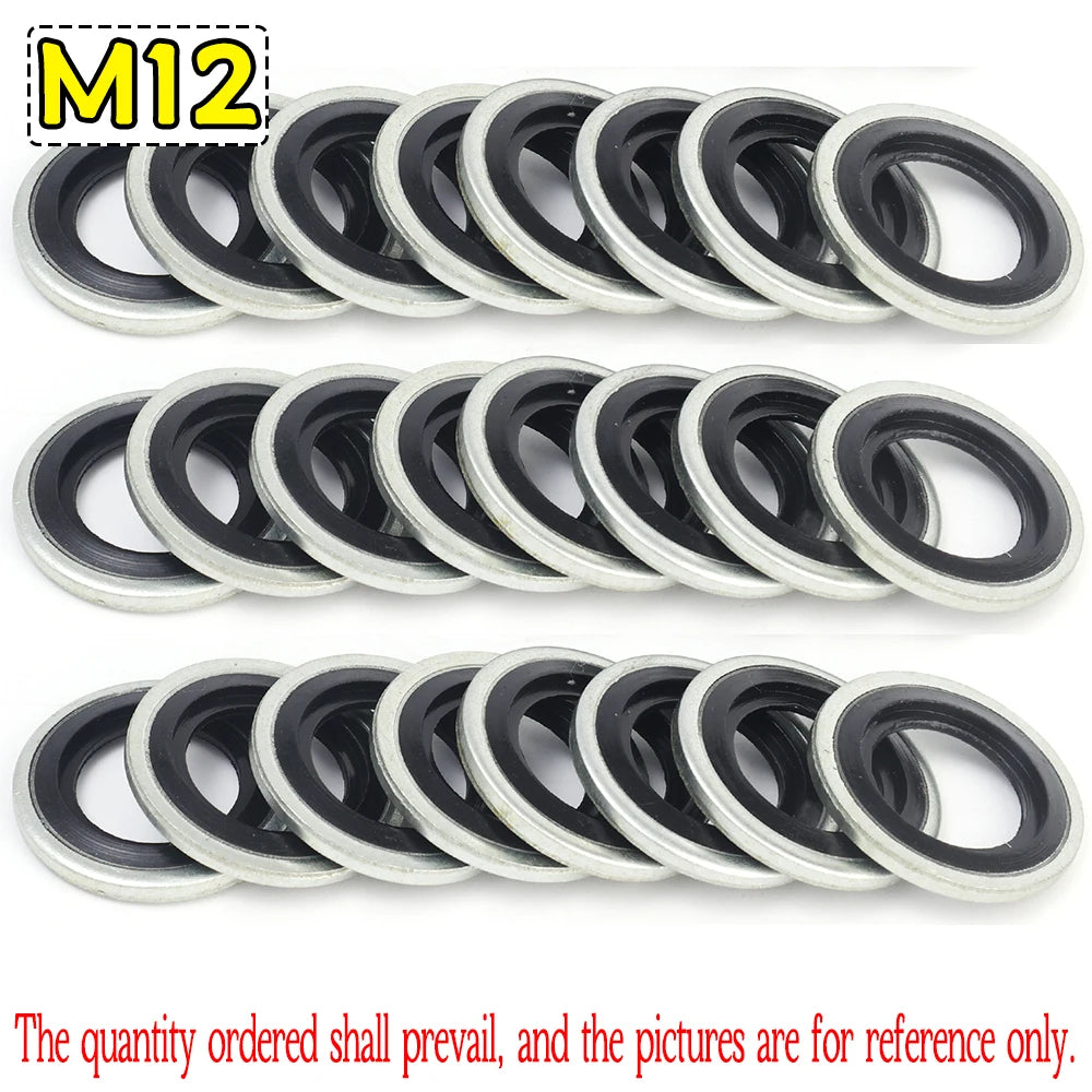 M12/M14 Replaceable Bolts Gasket Drain Plug Fitting Universal Self-Centering Galvanized Drain Gasket Metal Seal Auto Accessories