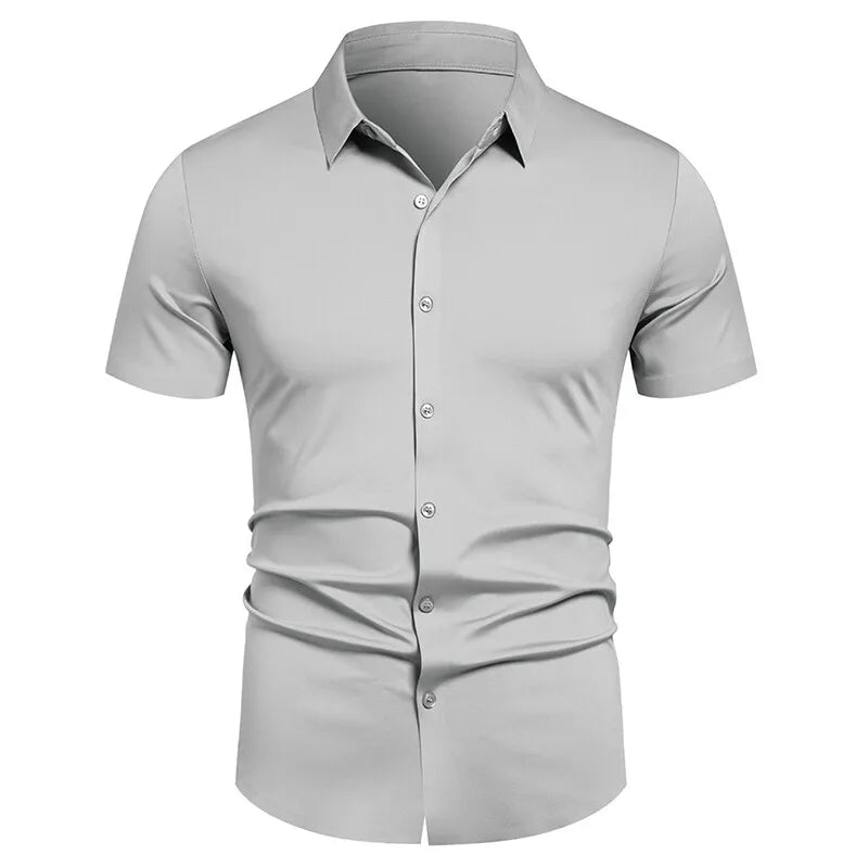Men's Stretch Shirt Wrinkle Free Dress Shirts Regular Fit Short Sleeve Stretch Business Casual Button Down Shirts