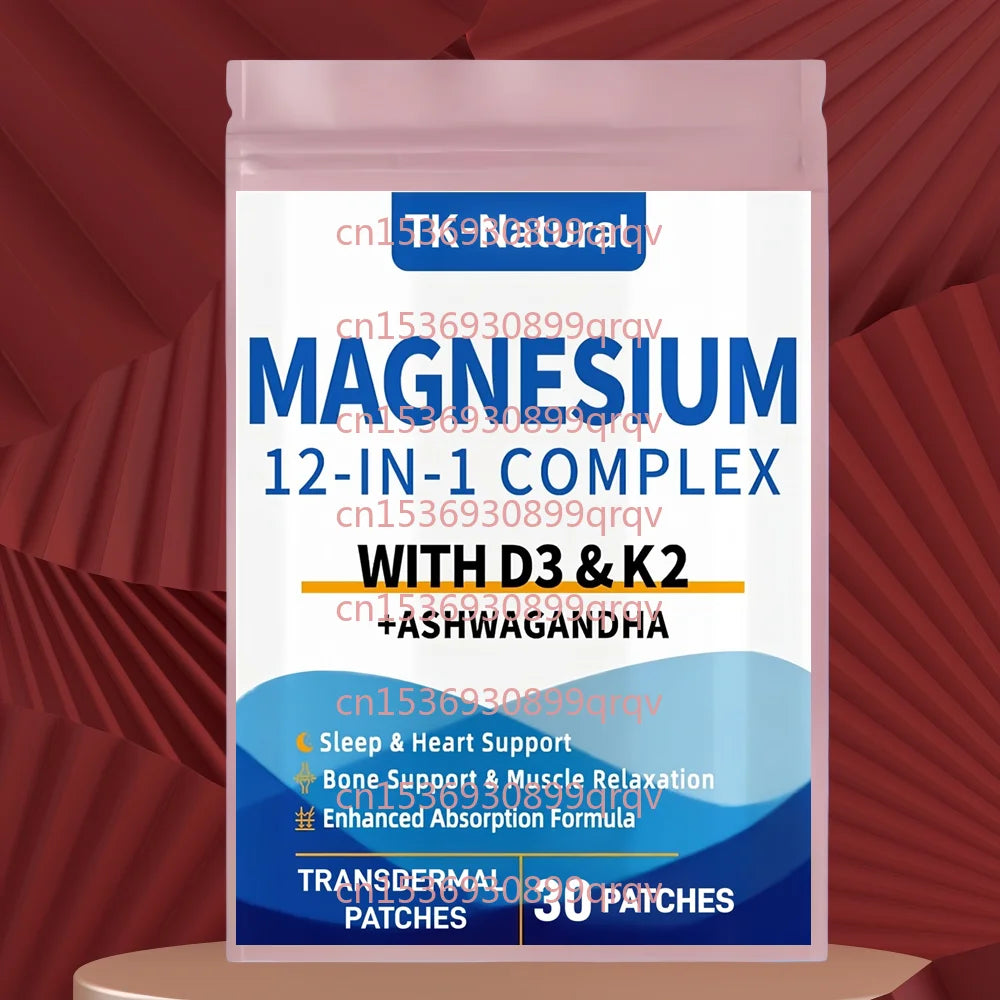 30 Patches Magnesium Complex Transdermal Patches with Vitamin D3 K2 for Relaxation, Heart, Energy, Muscle