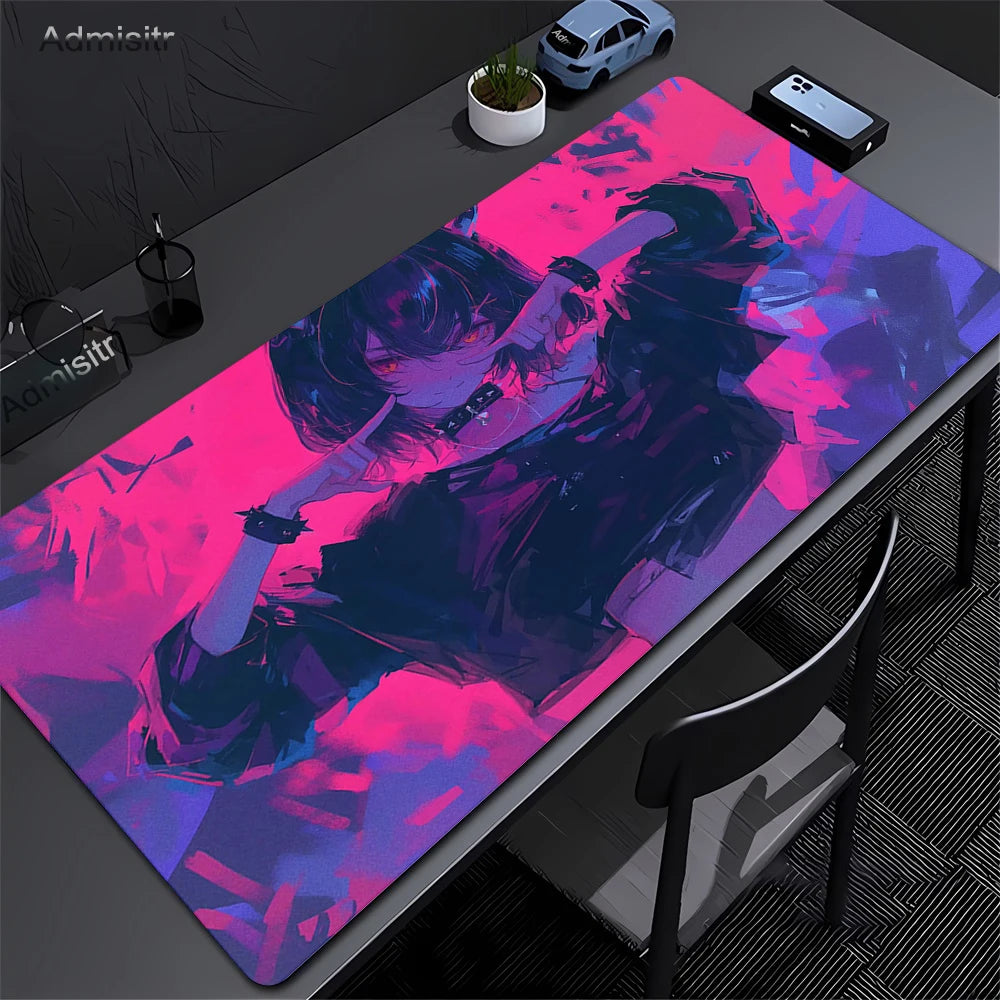 XXL Mouse Pad PC Purple Anime Girl Gamer Mousepad Laptop Computer Keyboard Accessories Mouse Mat Rug Extended Desk Mats 50x100cm