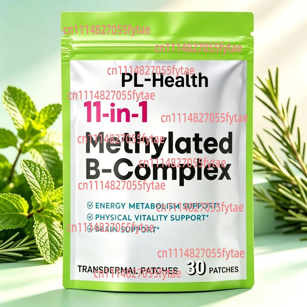 30 Patches Methylated B-Complex Vitamins Transdermal Patches Vitamins B12 B6 B9 5-MTHF for Energy Heart Brain & Methylation