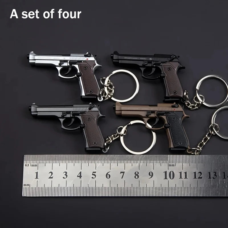 2026 Tactical Pistol Keychain-1:4 Alloy Gun Model with Tassels&Clear Cover, Sporty Keyring Bag Pendant Gift for Men Mini Pendant
