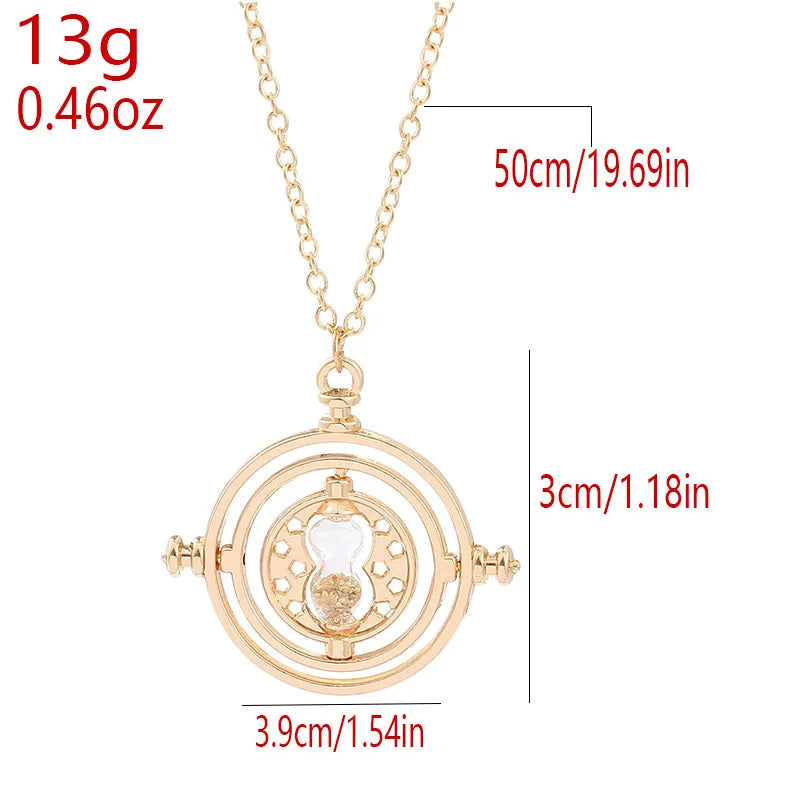 Creative Rotatable Time Converter Hourglass Necklace Movie Theme Fashion Pendant Jewelry Cosplay Prop Accessory Gift for Fans