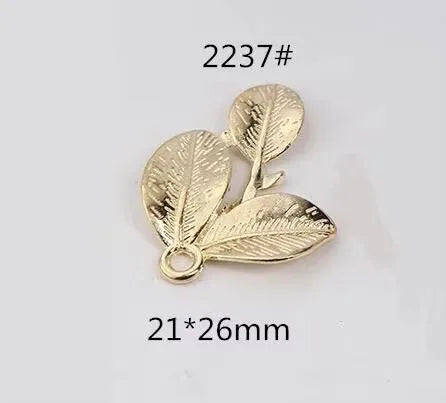 20Pcs KC Gold Copper Metal Leaf Charms Tree Leaves Charms Pendant for DIY Handmade Bracelet Necklace Jewelry Making Accessories