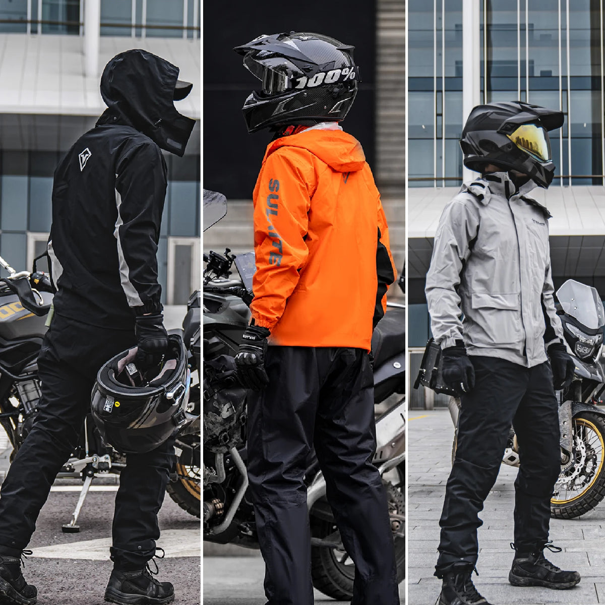SULAITE Rain Suit Motorcycle Rain Gear Suit for Men & Women Jackets & Pants Reflective Waterproof Breathable Rainsuit