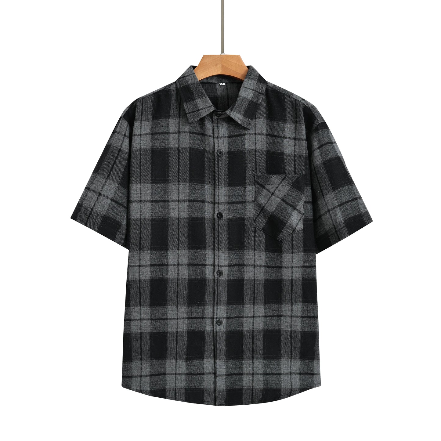 Euro Size Plaid Shirt Flannel Black Checkered Shirt Men Shirts Short Sleeve Button Down Chemise Homme Male Summer Check Vocation