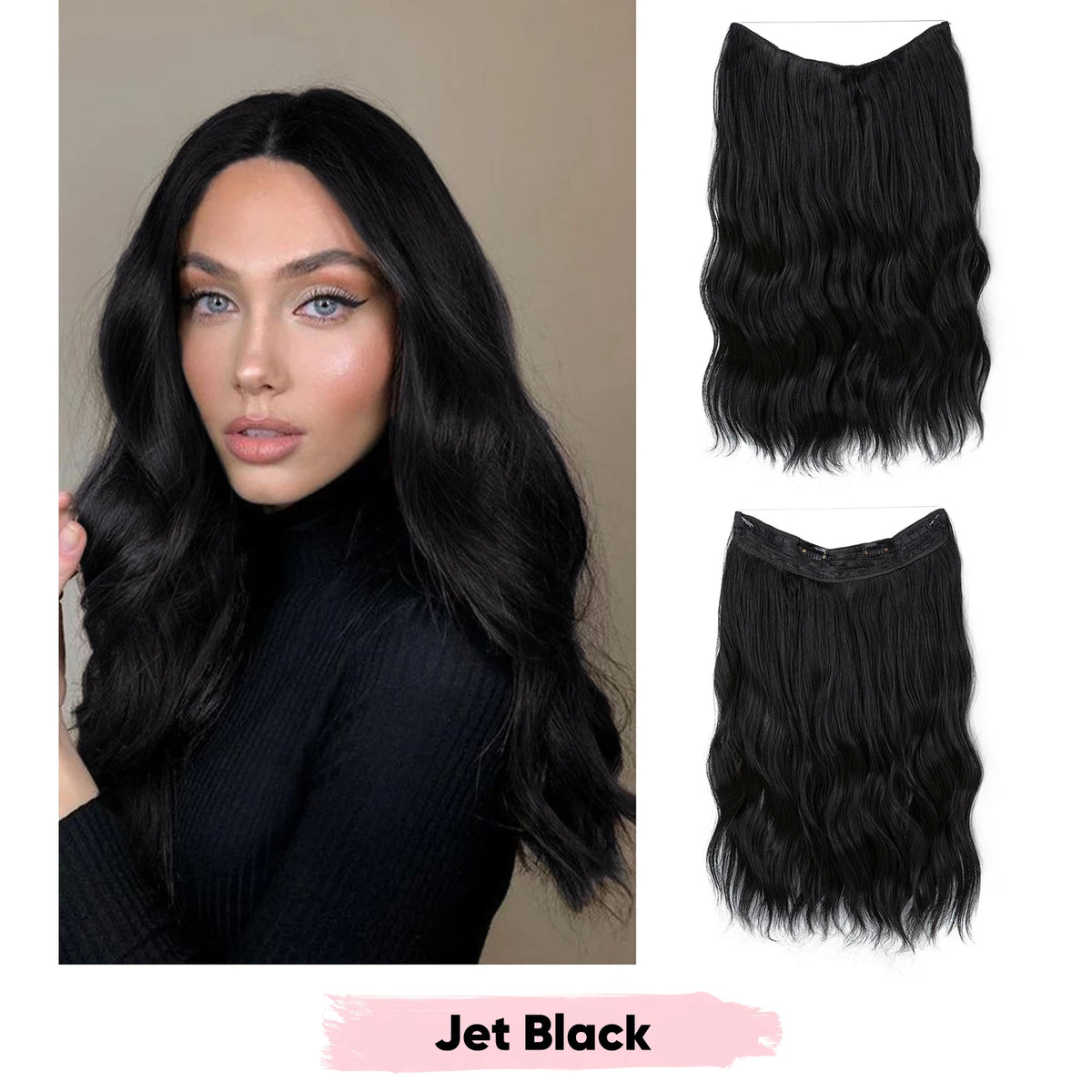 SARLA Synthetic Wave Invisible Wire Clip in Hair Extensions Fish Line With Clips Hairpiece Ombre Fake Hair Piece For Woman